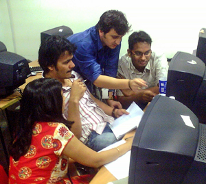 Participants doing an exercise on Information Graphics during Design Incubator's Weekend Workshop on UI Visualisation, Prototyping and Graphic Design, June 08 